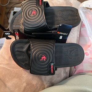 AND1  Black Slide Sandals with Red Logo